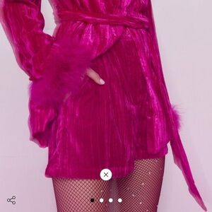 Nasty Gal Hot Pink Velvet Shorts